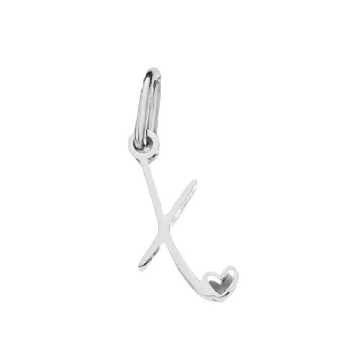 Ketting en hanger - letter - X - zilver kleur - charm- stainless steel - verkleurt niet - hypo allergeen - perfect cadeau - liefde - hartje