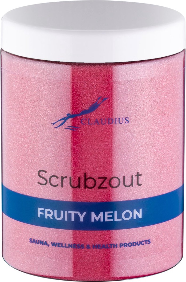 Goedkoopste Scrubzout Fruity Melon in handige pot - 1250 gram - met witte deksel - Hydraterende Lichaamsscrub