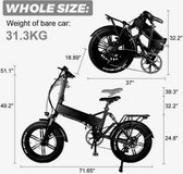 EP-2Pro Fatbike E-bike 750Watt 45 km/h Fat pneu 14'' pneus Grijs