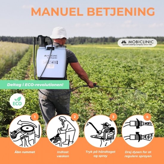 Mobiclinic®, Rückenspritz, 16 L, Gartenarbeit, Pumpendruck, 4 Verstellbare Düsen, Leichtgewicht 2 kg, Sprühgerät, Bewässerung, Schädlingsbekämpfung, Pflanzenpflege, Fumibug