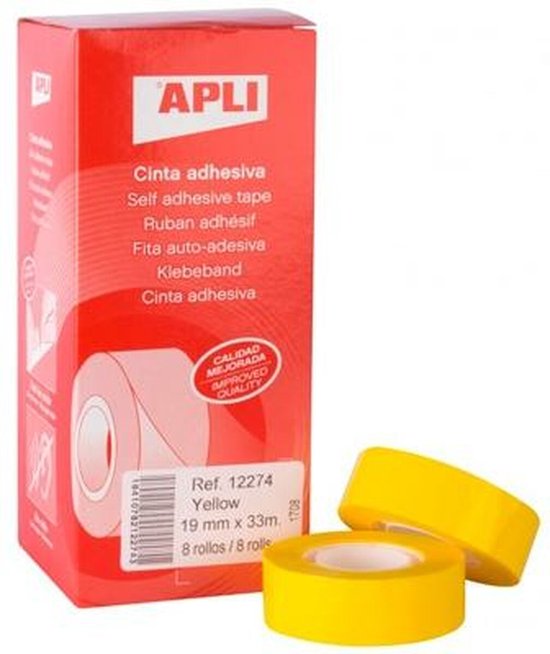 Apli plakband ft 19 mm x 33 m, geel - Jupiter Kantoorpartners