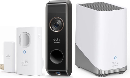 Foto: Eufy dual 2 pro 2k draadloze video deurbel incl homebase 3 en verstelbare camera deurbelgong voordeelbundel