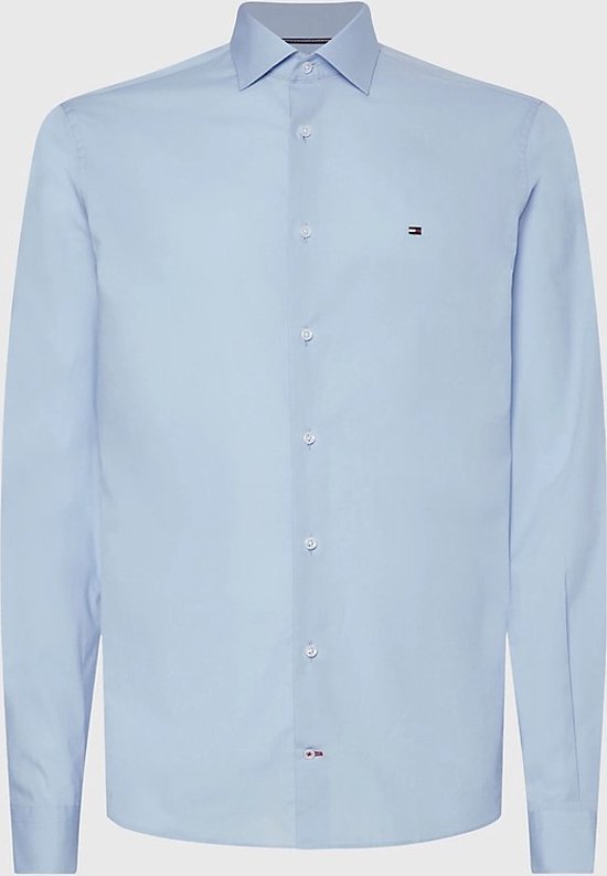 Tommy Hilfiger Core Cl Flex Poplin Sf Shirt Heren Overhemd - Lichtblauw - Maat 40