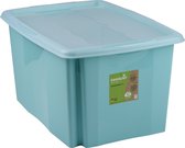 Opbergbox avec couvercle 45L - Boîte de rangement 55 x 40 x 30 cm - Convient pour Vêtements, décorations de Noël et documents - Facile à empiler - Plastique - Blauw