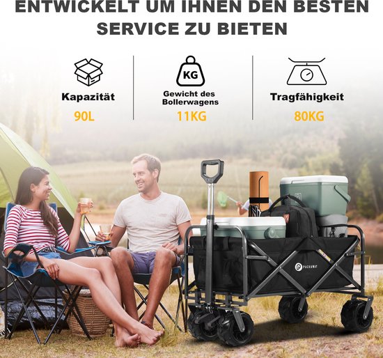 Packaway XL Opvouwbare Bolderkar Heavy Duty van Wasbaar Polyester tot 80KG - 98 x 45 cm - Zwart van Packaway — afbeelding 2