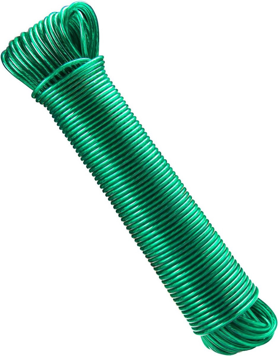 Goedkoopste 30m waslijn met stalen kern buiten, heavy duty extra sterke waslijnen met een draagvermogen van 120kg, roestvrij en waterdicht wastouw voor tuingroen