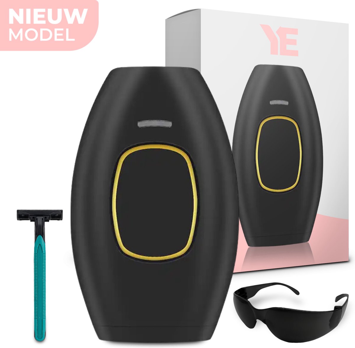 Ye Laser Ontharingsapparaat IPL Ontharing Apparaat Epileerapparaat Dames Inclusief Beschermbril & Scheermes & Ebook Zwart