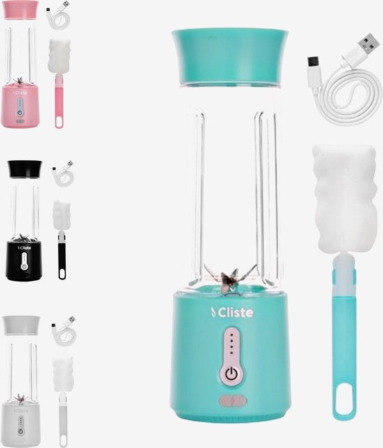 Draagbare Blender - Blender To Go - Smoothie Blender - USB Oplaadbaar -Portable Smoothie Maker - Draadloos - Compact Blender - 500 ml - Mini Smoothie Maker - Fresh Juice Maker - Portable Blender - Blauw - Recepten inbegrepen van Blendin™ — afbeelding 4
