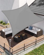 Zonnezeil 2 x 3 m, zonwering van HDPE-weefsel, luchtdoorlatend, waterdoorlatend, voor terras, tuin, balkon, camping, rechthoekig, concaaf, 2 m touwen, lichtgrijs GSS23QY