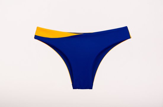 Two-Tone Twister Bikini Broekje - Blauw/Geel - S - Prothese vriendelijke Bikini