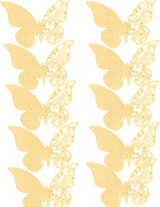 10 -Vlinders-Goudkleurig-Decoratief-Wand vlinders-Charme Bijoux