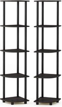 multifunctionele hoekplank met 4 vakken, hout, espresso/zwart, 29,46 x 29,46 x 146,56 cm