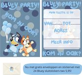 Uitnodiging kinderfeestje - Kinderfeest - Uitnodigingen - Verjaardag - Inclusief enveloppen - Eigen design en print - Wenskaart - Bluey - 20 stuks - A6
