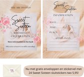 Uitnodigingen - Sweet 16 - Sweet sixteen - Verjaardag - Inclusief enveloppen - Uitnodigingskaarten - Eigen design en print - Wenskaart - 20 stuks - A6
