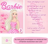 Uitnodiging kinderfeestje - Kinderfeest - Uitnodigingen - Verjaardag - Inclusief enveloppen - Eigen design en print - Wenskaart - Barbie - 20 stuks - A6