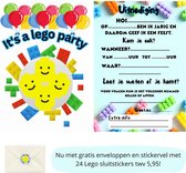 Uitnodiging kinderfeestje - Kinderfeest - Uitnodigingen - Verjaardag - Inclusief enveloppen - Eigen design en print - Wenskaart - Lego - 20 stuks - A6