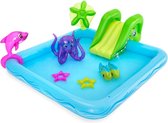 QProductz Kinderzwembad met Glijbaan - Kinderzwembad Zeedieren Thema - Speelzwembad met Speelelementen - 86 x 206 x 86cm