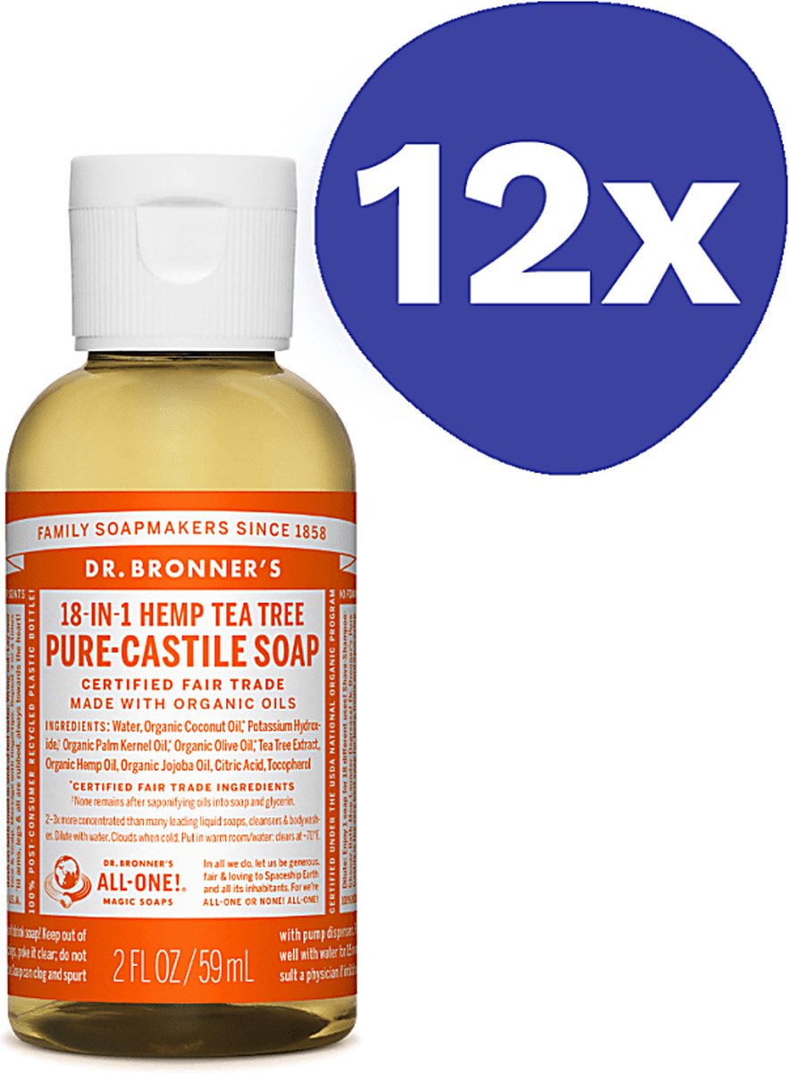 Dr. Bronner's Tea Tree Vloeibare Zeep (12x 59ml)