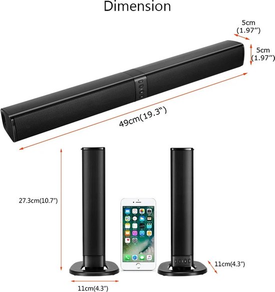 Bolmans - Stereotoren - Stereo Sets - Stereo Installatie - Bluetooth - Surround Sound - Opvouwbare/Splitbare Soundbar - 75db - USB - Incl. Microfoon van Bolmans — afbeelding 4