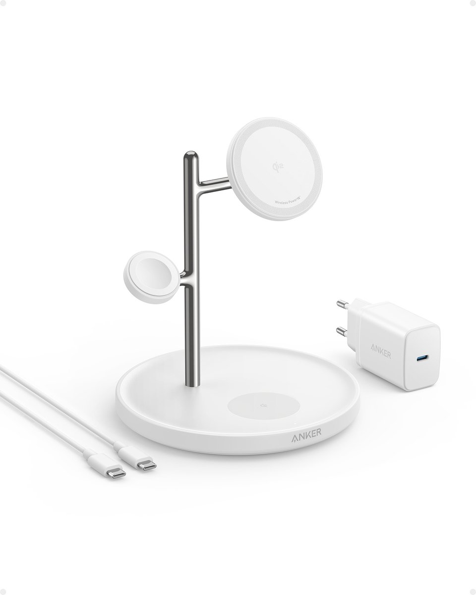 Anker MagGo-2 universele witte draadloze USB-snellader voor binnen