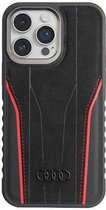 Bescherming Audi Genuine Leather MagSafe iPhone 15 Pro 6.1" black-red hardcase