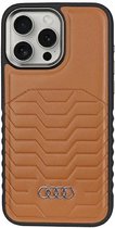 Bescherming Audi Synthetic Leather MagSafe iPhone 14 Pro Max 6.7" brown hardcase