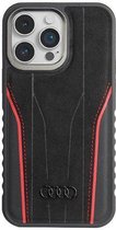 Bescherming Audi Genuine Leather MagSafe iPhone 15 Pro Max 6.7" black-red hardcase
