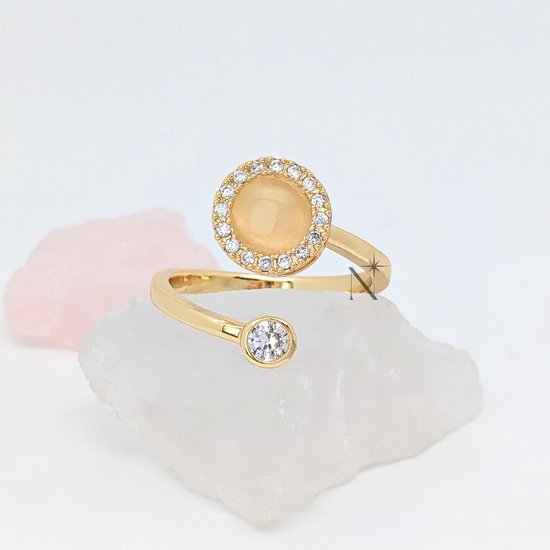 Luminora Opal Ring Goud - Fidget Ring Opaal Steen - Anxiety Ring - Stress Ring - Anti Stress Ring - Spinner Ring - Spinning Ring - Draai Ring - Wellness Sieraden