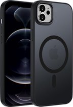 Hoesje voor iPhone 12 Magsafe Hoesje Zwart - Shockproof Magsafe Hoesje voor iPhone 12 Zwart - Mat Zwart