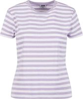 Urban Classics - Regular Striped Dames T-shirt - XXL - Wit/Lila