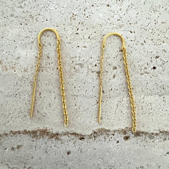 Lauren Sterk Amsterdam - boucles d'oreilles - boucles d'oreilles barre de traction - plaqué or - revêtement supplémentaire