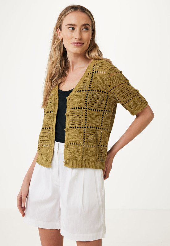 Foto: Mexx ajour cardigan dames spicy green maat l