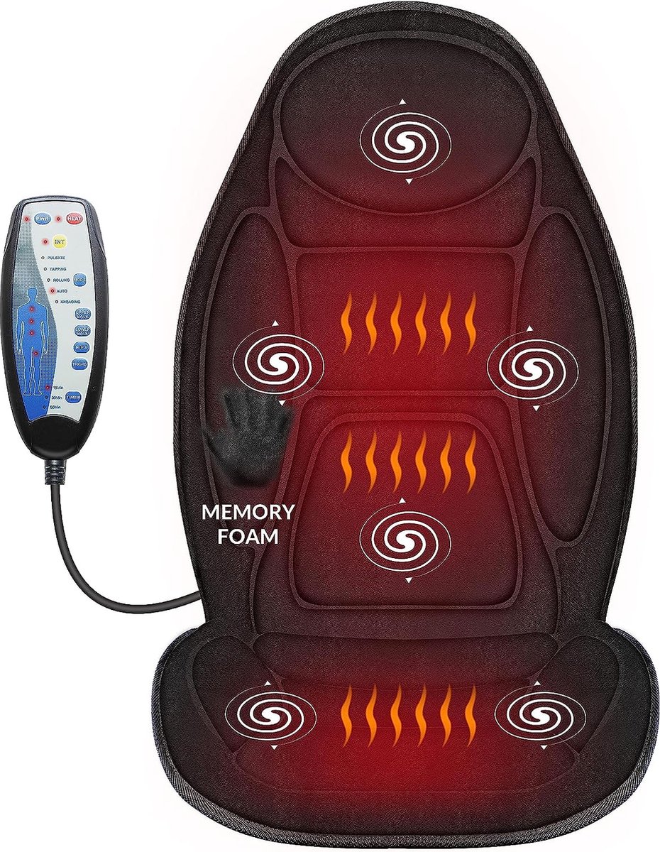 Goedkoopste Memory Foam Massagestoelkussen met Vibratiemassage en Warmte - Rugmassagekussen voor Thuis en Kantoor