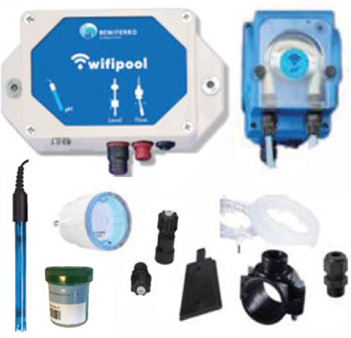 POOLTRONICS – pH Meetmodule Zwembad – WiFi pH Sensor met App – Complete Set met pH Sonde & Kalibratie – Voor Automatische pH Dosering