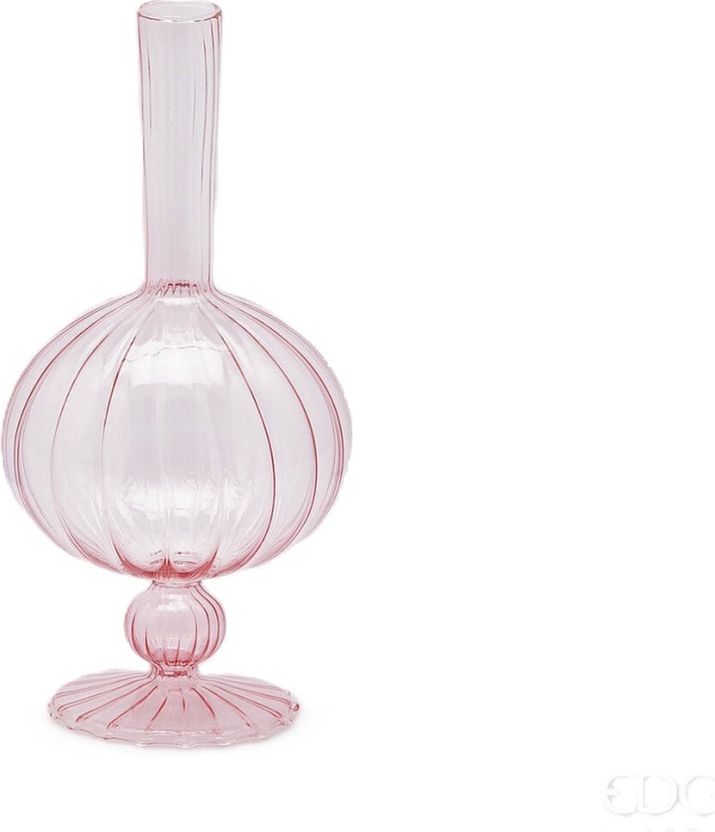 EDG Bloemenvaas Glas Roze D 13 cm H 26 cm Opening 2 cm