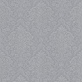 Barok behang Profhome 324801-GU vliesbehang glad in barok stijl mat grijs zilver 5,33 m2