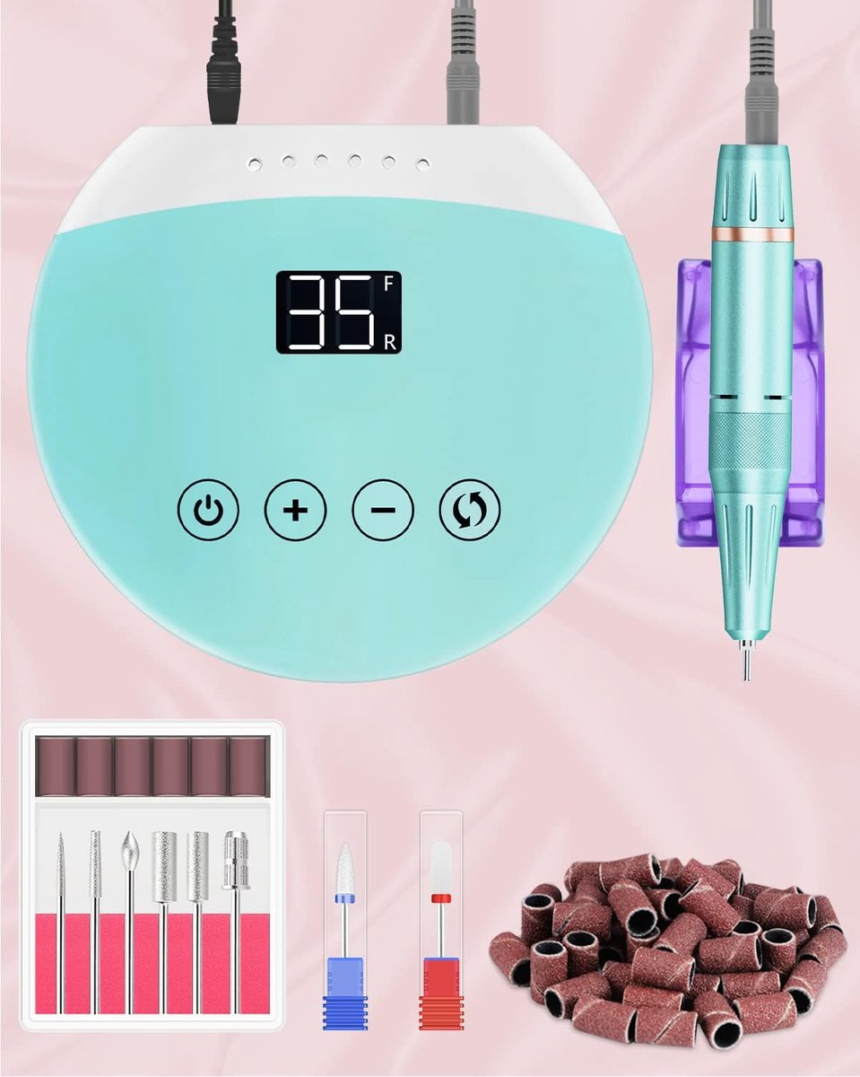 Goedkoopste Professionele Nagel Draaimachine, Nagelfrees, Professionele Nagelvijl met Touch-Toetsen en HD-LED-Display, 35.000 omw/min Verbeterde Versie, Voor Gel- of Acryl Manicure en Pedicure, Blauw