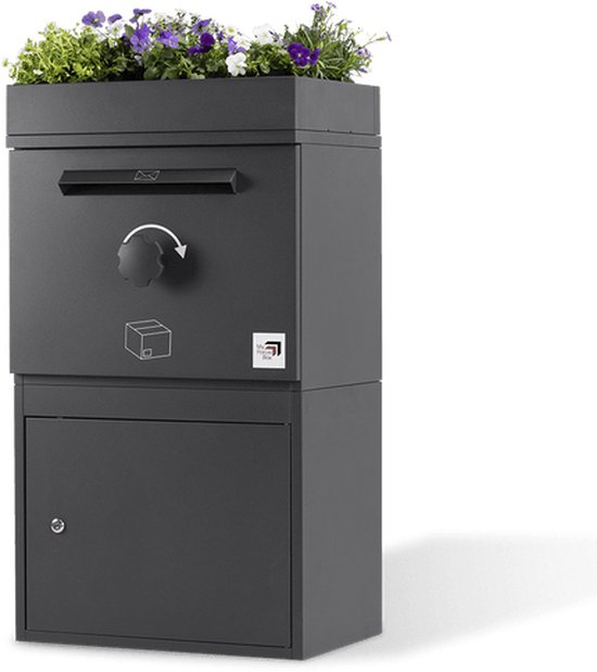 MOCAVI ZBox 111 hekbrievenbus, antraciet-grijs, ral7016 doorwerpbrievenbus, hekmontage, uitnemen achter designer-brievenbus