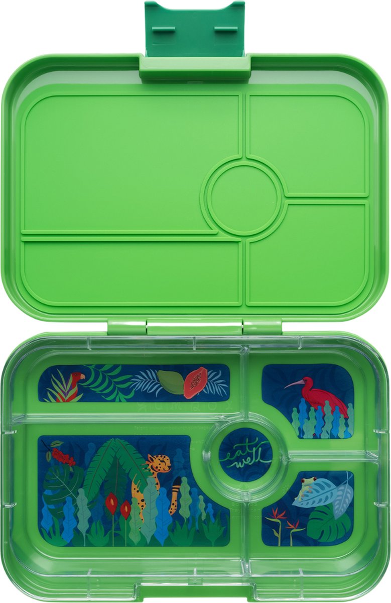 Yumbox Tapas XL - lekvrije Bento box lunchbox - 5 vakken - Jurassic Green / Jungle tray