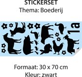 Stickervel - Boederij - 30 x 70 cm - zwart - stickers - stickers volwassenen - stickers Kinderen - raamstickers - deursticker - stickervellen - dieren - container sticker huisnummer - kliko sticker voordeelset