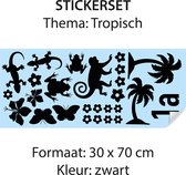Stickervel - Tropisch - 30 x 70 cm - zwart - stickers - stickers volwassenen - stickers Kinderen - raamstickers - deursticker - stickervellen - dieren - container sticker huisnummer - kliko sticker voordeelset