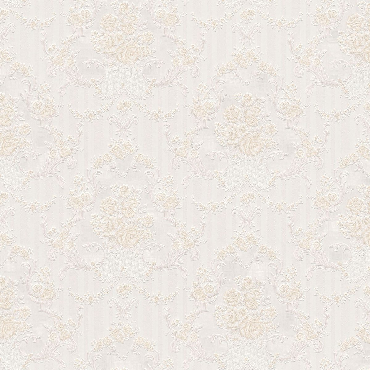 Barok behang Profhome 765772-GU papier behang licht gestructureerd in barok stijl mat beige grijs wit 5,33 m2 - Profhome