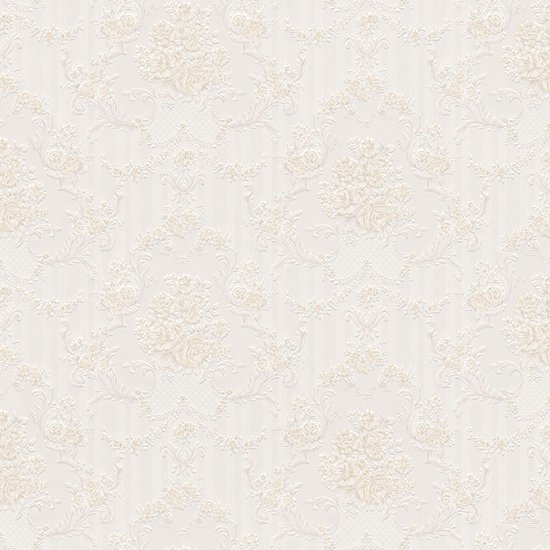 Barok behang Profhome 765772-GU papier behang licht gestructureerd in barok stijl mat beige grijs wit 5,33 m2