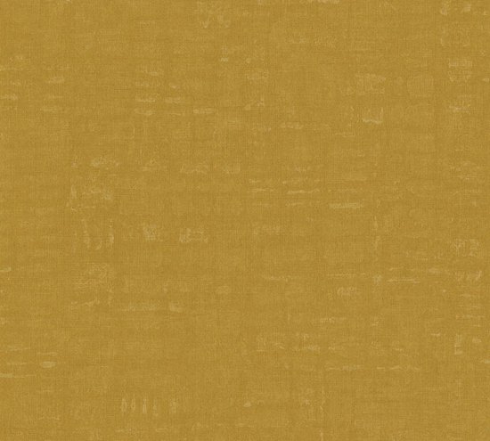 Uni kleuren behang Profhome 387455-GU vliesbehang hardvinyl warmdruk in reliëf licht gestructureerd in used-look mat geel okergeel 5,33 m2