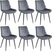 Colenis® - Chaise de salle à manger Verta - Set de 6 - Grijs - Velours - Velours - Industriel