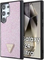 Guess Backcase – Rhinestone Triangle geschikt voor Roze Samsung S24 Ultra