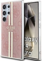 Guess 4G Gold Stripe Back Case - Geschikt voor Samsung Galaxy S24 Ultra (S928) - Roze