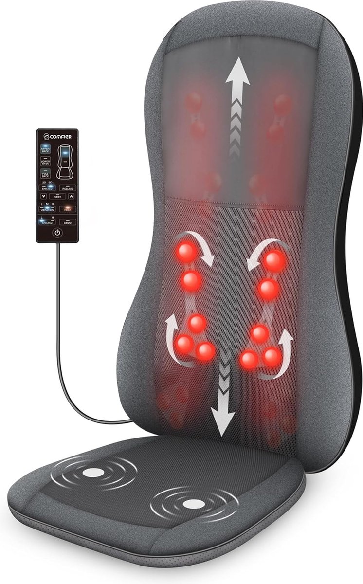 Goedkoopste Shiatsu 2D / 3D massage-stoel met 10 massageknopen rugmassagestoelkussen | Comfortabele en Ontspannende Massage