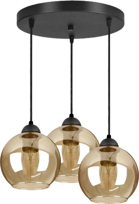Hanglamp Industrieel voor Woonkamer, Eetkamer - Goud Glas - 3-lichts - Goud Transparant - 3 bollen