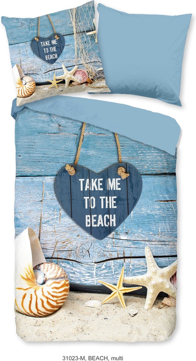 Pure dekbedovertrek strand/ zee - 2 persoons 200x200/220 cm - Multi - Microvezel